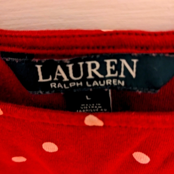Lauren Ralph Lauren Red and White Polka Dot Tee - Picture 2 of 3